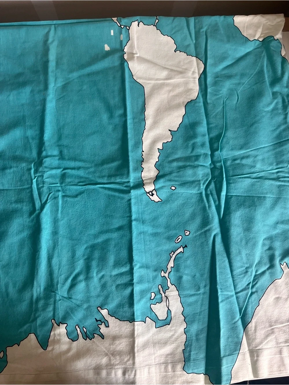 Urban Outfitters Blue and White World Map Shower Curtain